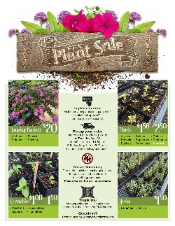 Flyer in English promoting plant sale. 